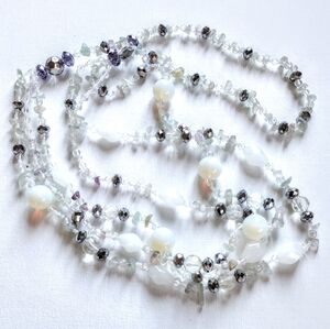 😍 Vintage Layered Swarovski AB Crystal Opal Stone Glass Crystal Beaded Necklace